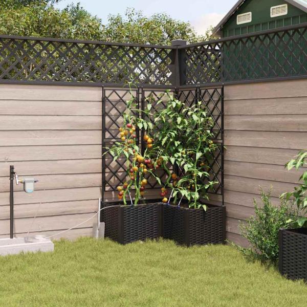 Garten-Pflanzgefäß 3 Stk. Schwarz 80 x 80 x 142 cm PP