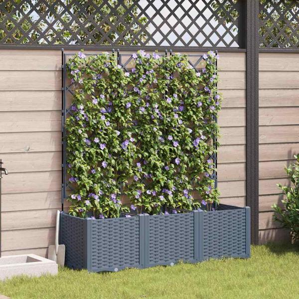 ARDEBO.de - Garten-Pflanzgefäß 3 stk. Hellgrau 120 x 40 x 143 cm PP