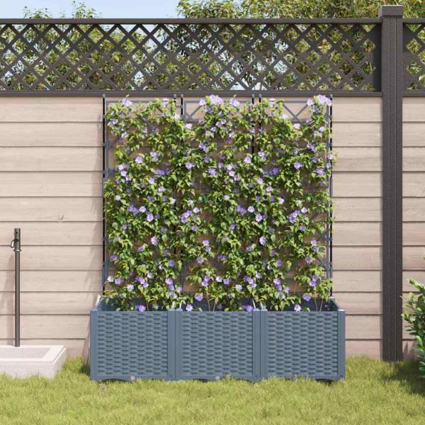 Garten-Pflanzgefäß 3 stk. Hellgrau 120 x 40 x 143 cm PP