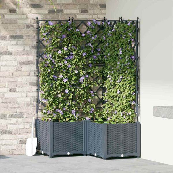 ARDEBO.de - Garten-Pflanzgefäß 3 stk. Hellgrau 80 x 80 x 143 cm PP
