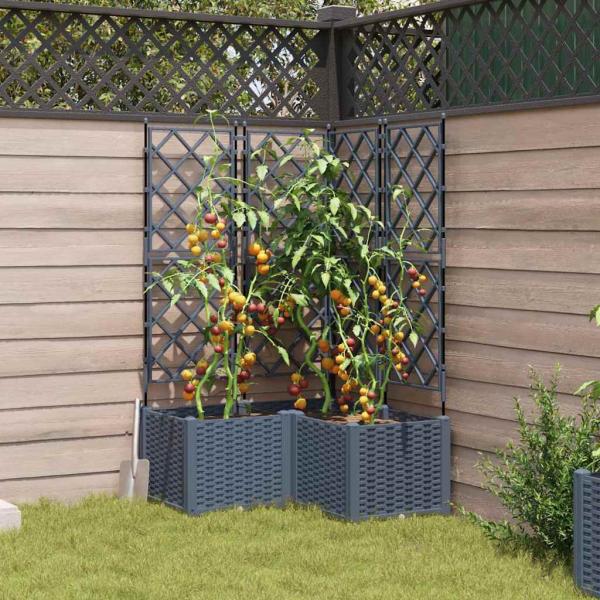 Garten-Pflanzgefäß 3 stk. Hellgrau 80 x 80 x 143 cm PP