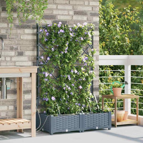 ARDEBO.de - Garten-Pflanzgefäß 2 Stk. Hellgrau 80 x 40 x 126 cm PP