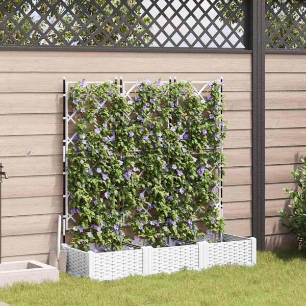 ARDEBO.de - Garten-Pflanzgefäß 3 stk. Weiß 120 x 40 x 125,5 cm PP