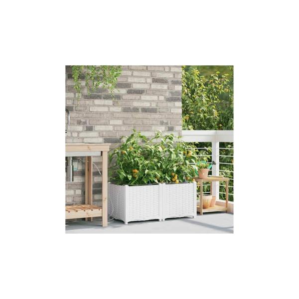 Garten-Pflanzgefäß 2 Stk. Weiß 80 x 40 x 37,5 cm PP