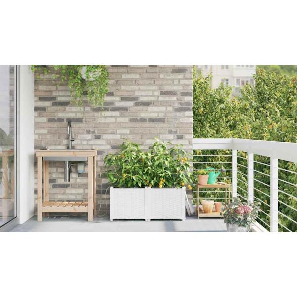 Garten-Pflanzgefäß 2 Stk. Weiß 80 x 40 x 37,5 cm PP