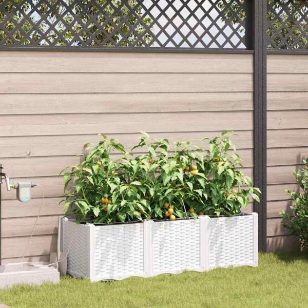 ARDEBO.de - Garten-Pflanzgefäß 3 Stk. Weiß 120 x 40 x 37,5 cm PP