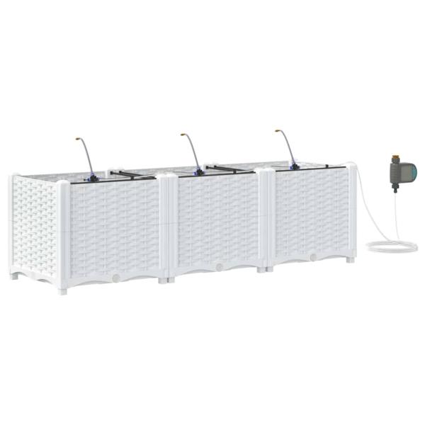 Garten-Pflanzgefäß 3 Stk. Weiß 120 x 40 x 37,5 cm PP