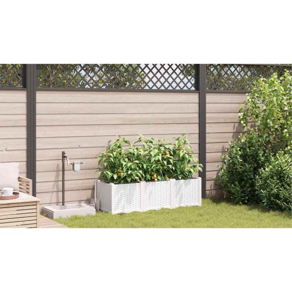 Garten-Pflanzgefäß 3 Stk. Weiß 120 x 40 x 37,5 cm PP