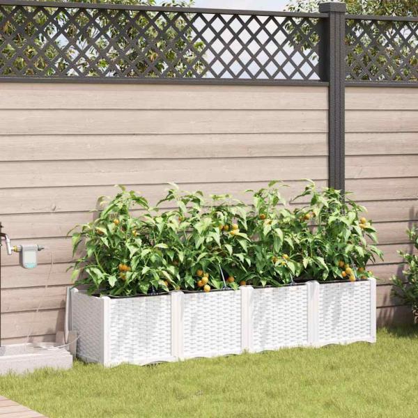 ARDEBO.de - Garten-Pflanzgefäß 4 Stk. Weiß 160 x 40 x 37,5 cm PP