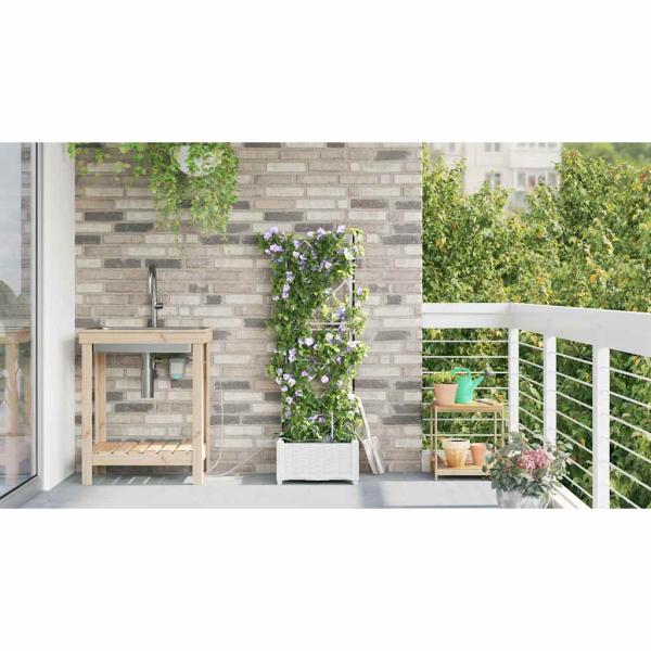 Garten-Pflanzgefäß Weiß 40 x 40 x 126 cm PP