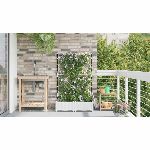 Garten-Pflanzgefäß 2 Stk. Weiß 80 x 40 x 126 cm PP