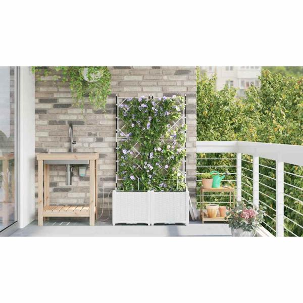 Garten-Pflanzgefäß 2 Stk. Weiß 80 x 40 x 142 cm PP