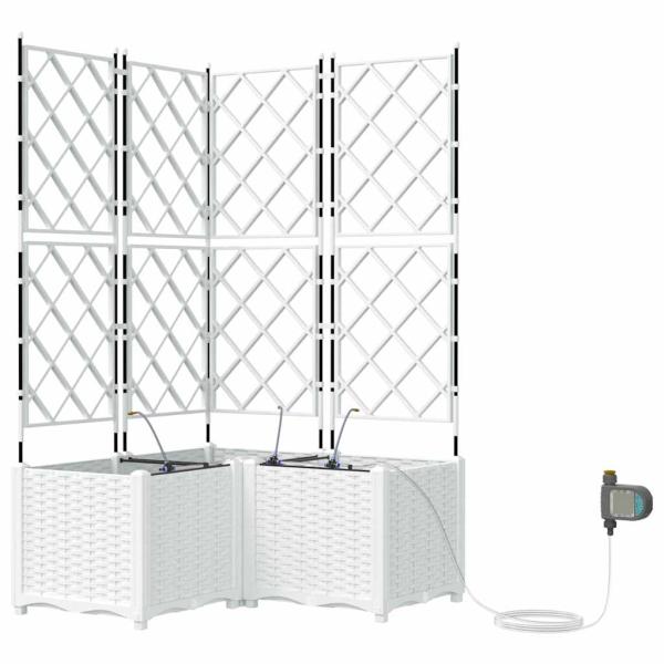 Garten-Pflanzgefäß 3 Stk. Weiß 80 x 80 x 142 cm PP