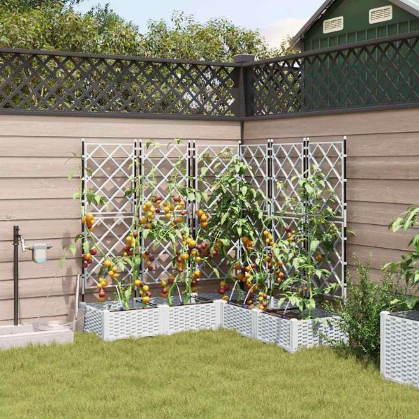 ARDEBO.de - Garten-Pflanzgefäß 5 Stk. Weiß 120 x 120 x 126 cm PP
