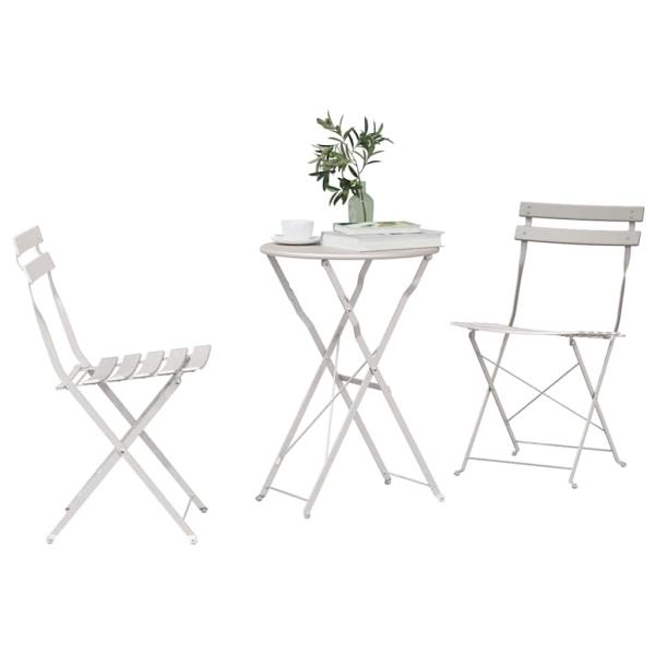 Klapp Bistro Set 3 Stk. Beige Stahl