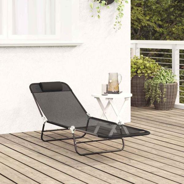 Klappbare Sonnenliege Schwarz 182 x 55 x 85,5 cm Textilene