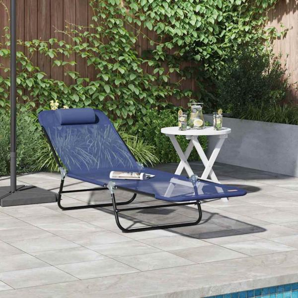 ARDEBO.de - Klappbare Sonnenliege Marineblau 182 x 55 x 85,5 cm Textilene