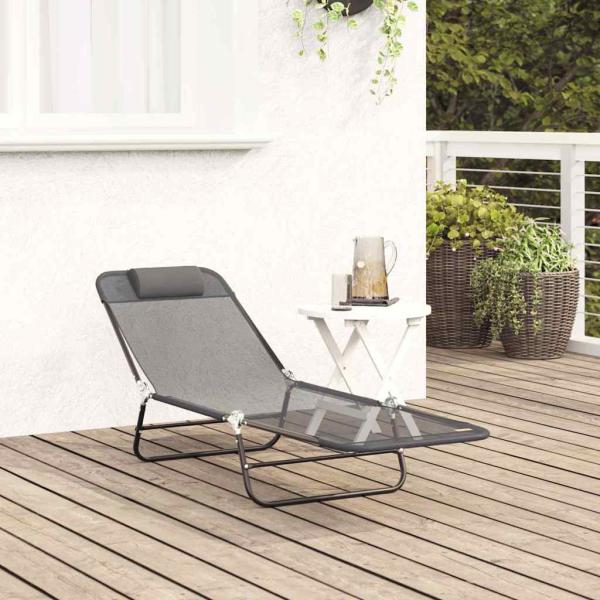 Klappbare Sonnenliege Grau 182 x 55 x 85,5 cm Textilene