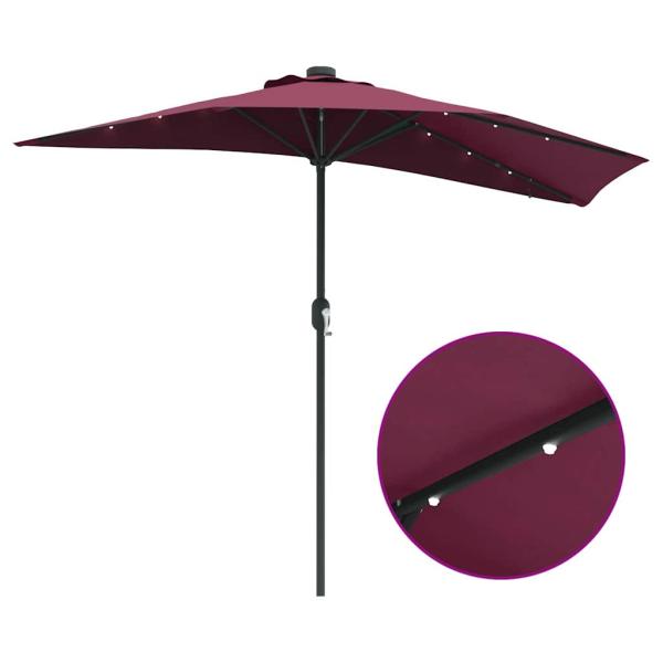 Garten-Sonnenschirm Bordeauxrot 294 x 150 x 223 cm