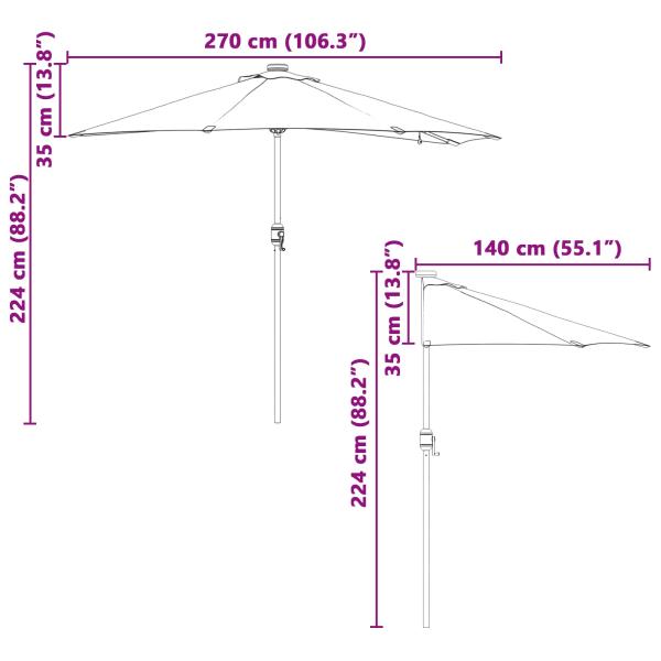 Garten-Sonnenschirm Bordeauxrot 294 x 150 x 223 cm