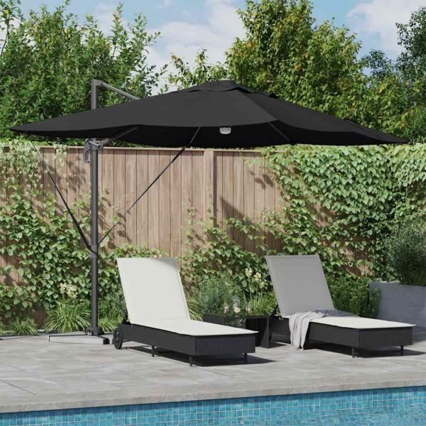 ARDEBO.de - Sonnenschirm Schwarz 351 x 250 x 253 cm Polyester und Aluminium