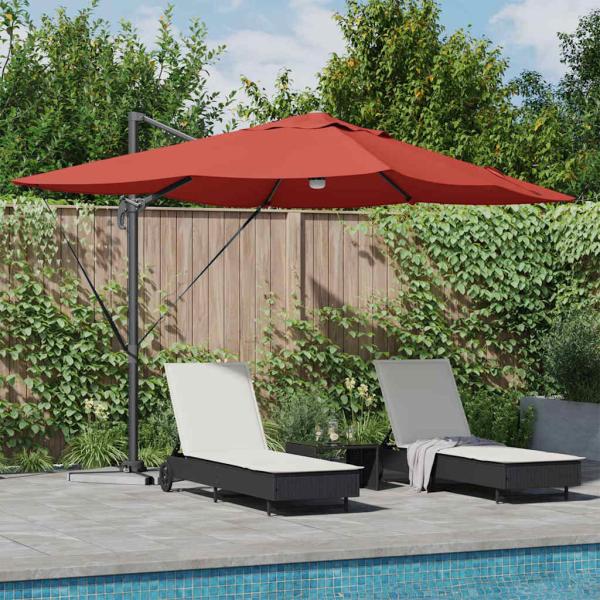 ARDEBO.de - Sonnenschirm mit LED-Lichtleisten Terrakotta 351 x 250 x 253 cm