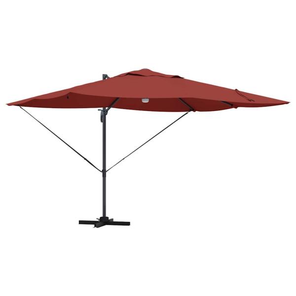 Sonnenschirm mit LED-Lichtleisten Terrakotta 351 x 250 x 253 cm