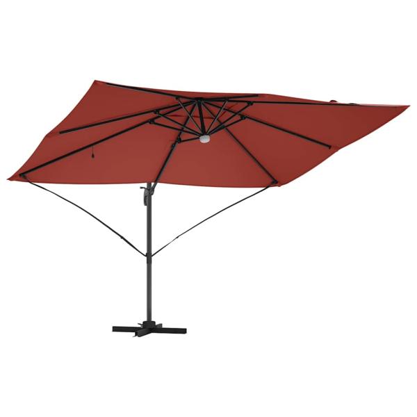 Sonnenschirm mit LED-Lichtleisten Terrakotta 351 x 250 x 253 cm