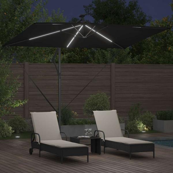 Sonnenschirm 294 x 200 x 270 cm Polyester und Aluminium Schwarz
