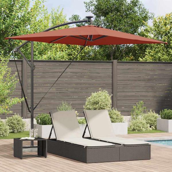 ARDEBO.de - Sonnenschirm mit LED-Lichtleisten Terrakotta 294 x 200 x 270 cm