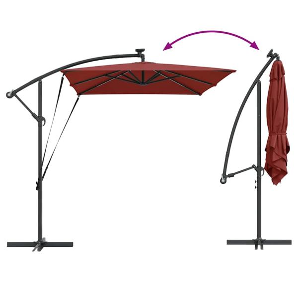 Sonnenschirm mit LED-Lichtleisten Terrakotta 294 x 200 x 270 cm