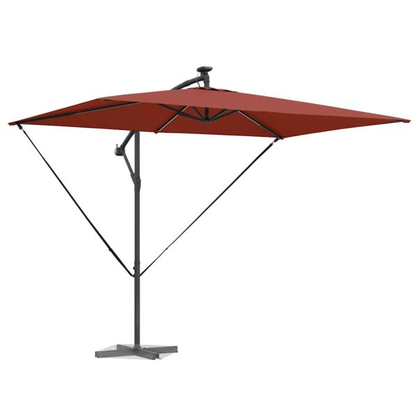 Sonnenschirm mit LED-Lichtleisten Terrakotta 294 x 200 x 270 cm