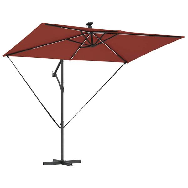 Sonnenschirm mit LED-Lichtleisten Terrakotta 294 x 200 x 270 cm