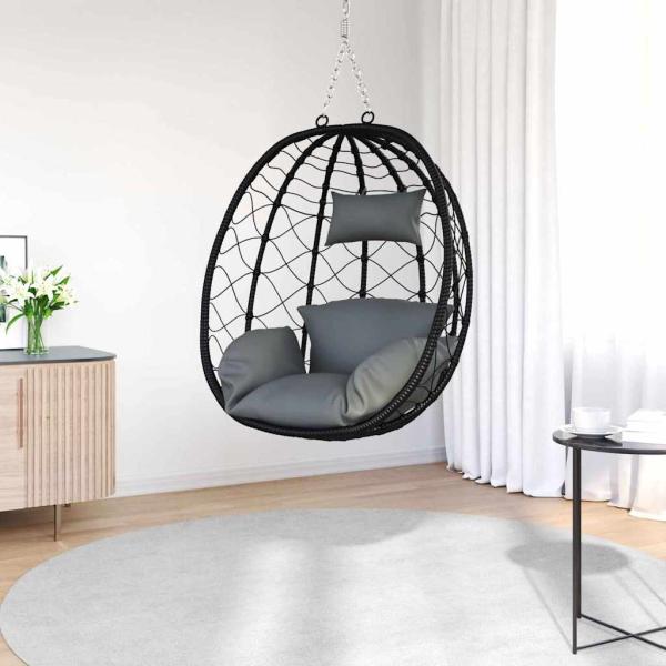 Hängendes Ei-Stuhl Poly-Rattan 91,5 x 54,5 x 107 cm Anthrazit