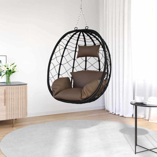 Hängendes Ei-Stuhl Poly-Rattan 91,5 x 54,5 x 107 cm Kaffeebraun