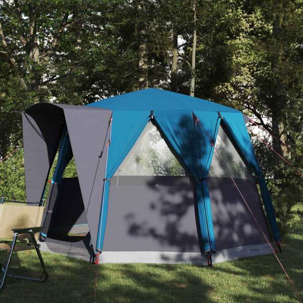 ARDEBO.de - Cabin Zelt 3-Personen mit Dach Blau und Grau 320 x 320 x 203 cm