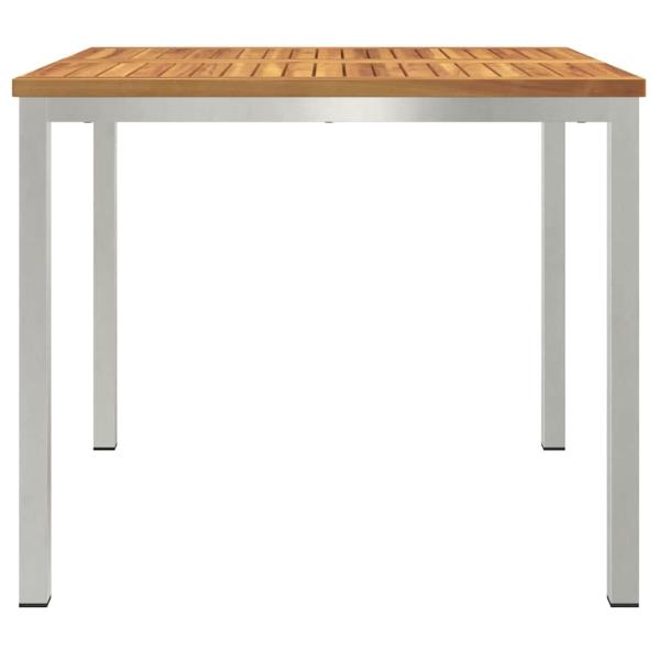 Esstisch 90x90x75 cm Massives Akazienholz und Edelstahl