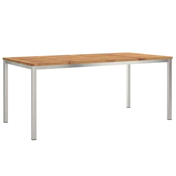 Esstisch 180x90x75 cm Massives Akazienholz und Edelstahl