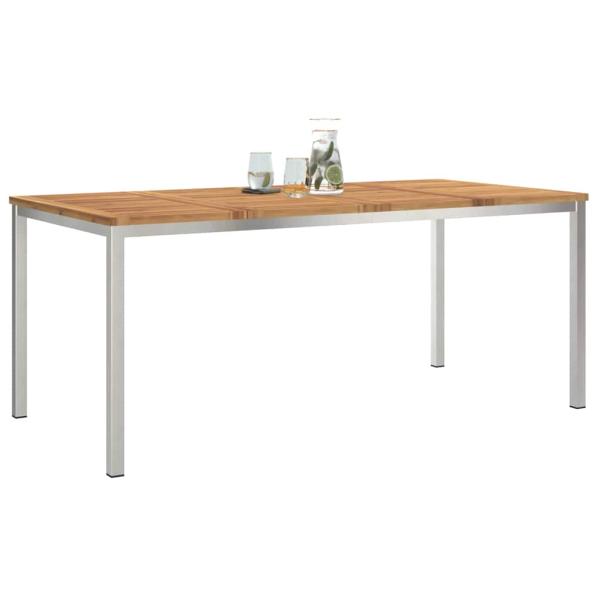 Esstisch 180x90x75 cm Massives Akazienholz und Edelstahl