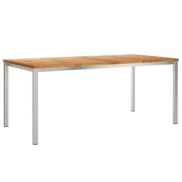 Esstisch 180x90x75 cm Massives Teakholz und Edelstahl