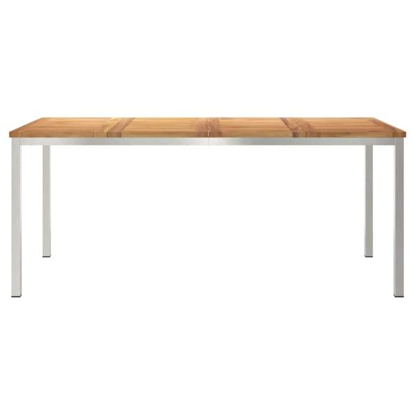 Esstisch 180x90x75 cm Massives Teakholz und Edelstahl