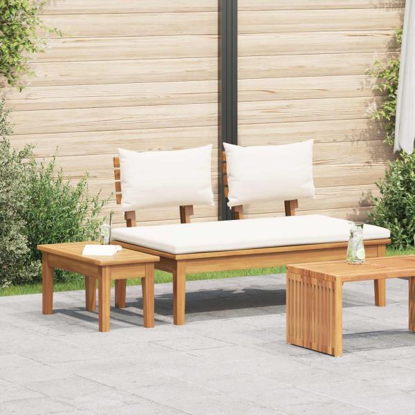 ARDEBO.de - Gartenbank und Tischset 2 stk. Creme und Braun Massivholz Teak