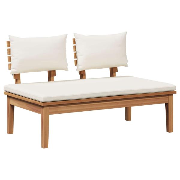 Gartenbank und Tischset 2 stk. Creme und Braun Massivholz Teak