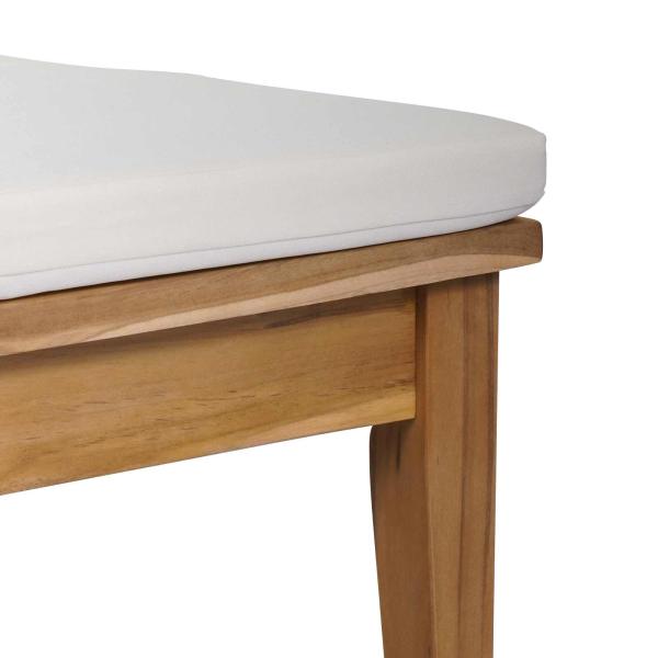 Gartenbank und Tischset 2 Stk. Creme und Braun Massivholz Teak