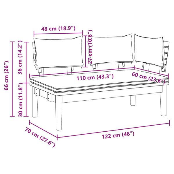 Gartenbank und Tischset 2 Stk. Creme und Braun Massivholz Teak