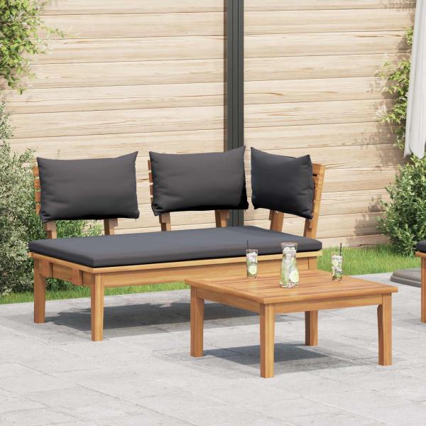 ARDEBO.de - Gartenbank und Tischset 2 stk. Grau und Braun Massivholz Teak