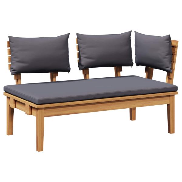 Gartenbank und Tischset 2 stk. Grau und Braun Massivholz Teak