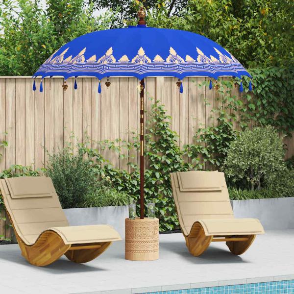 ARDEBO.de - Balinesischer Sonnenschirm Blau 215 x 215 x 260 cm