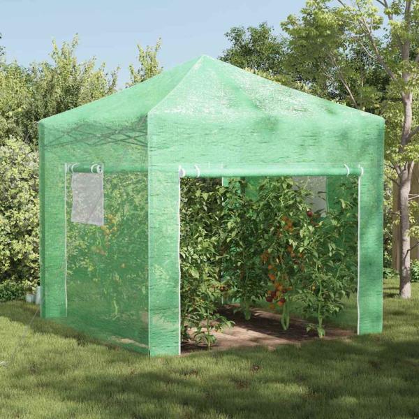 ARDEBO.de - Gewächshaus mit Pop-up-Rahmen Grün 290 x 290 x 315 cm Eisen