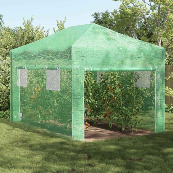 ARDEBO.de - Gewächshaus mit Pop-up-Rahmen Grün 290 x 430 x 315 cm Eisen